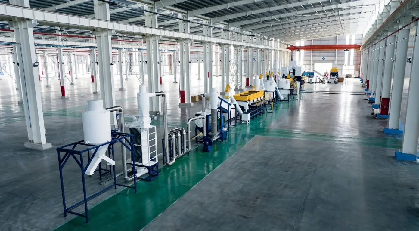Complete plastic washing line installed inside the Gangsu factory