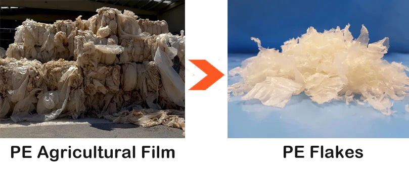 Clean dry plastic film flakes after washing