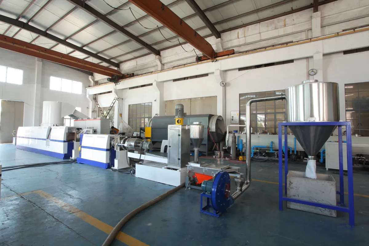 Film bag pelletizing equipment inside our factory