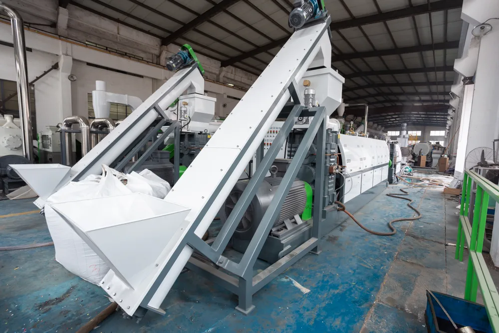 Rigid plastic pelletizing equipment inside our factory