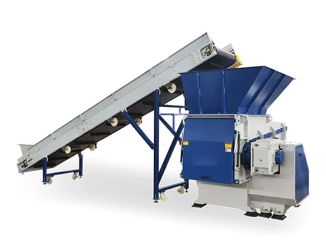 Single shaft shredder hopper & feeding