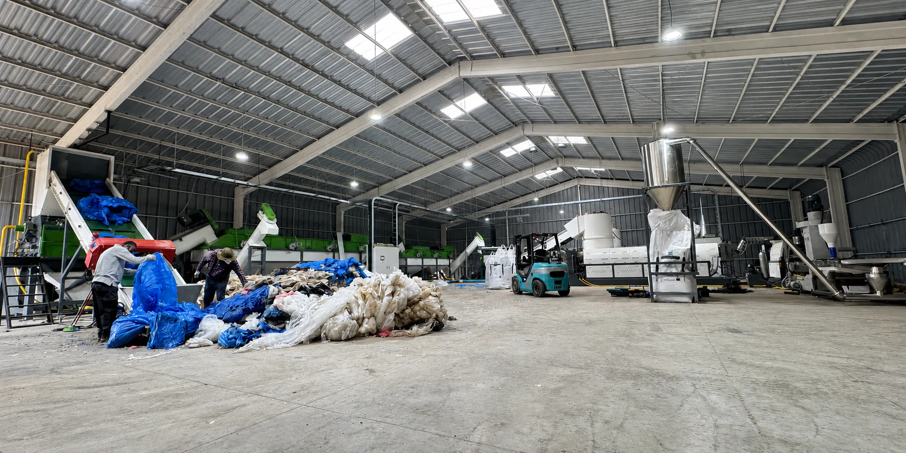 Chile plastic film washing and pelletizing project with a complete recycling line operating inside the production plant